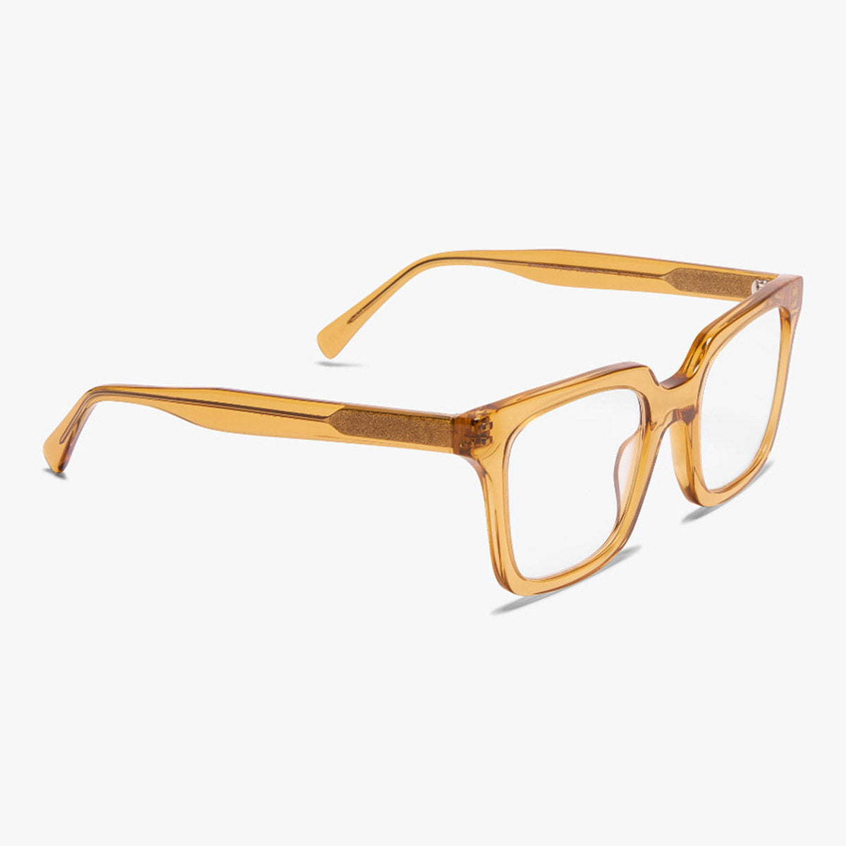 Luxreaders stylish Men's Tisvilde Crystal Caramel Reading glasses. Made from Bio-acetate in a Square shape.