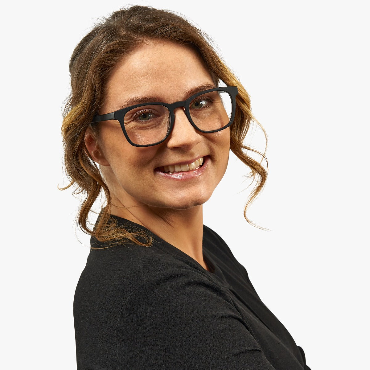 Luxreaders stylish Bornholm Black Reading glasses. Made from Acetate in a Square shape.