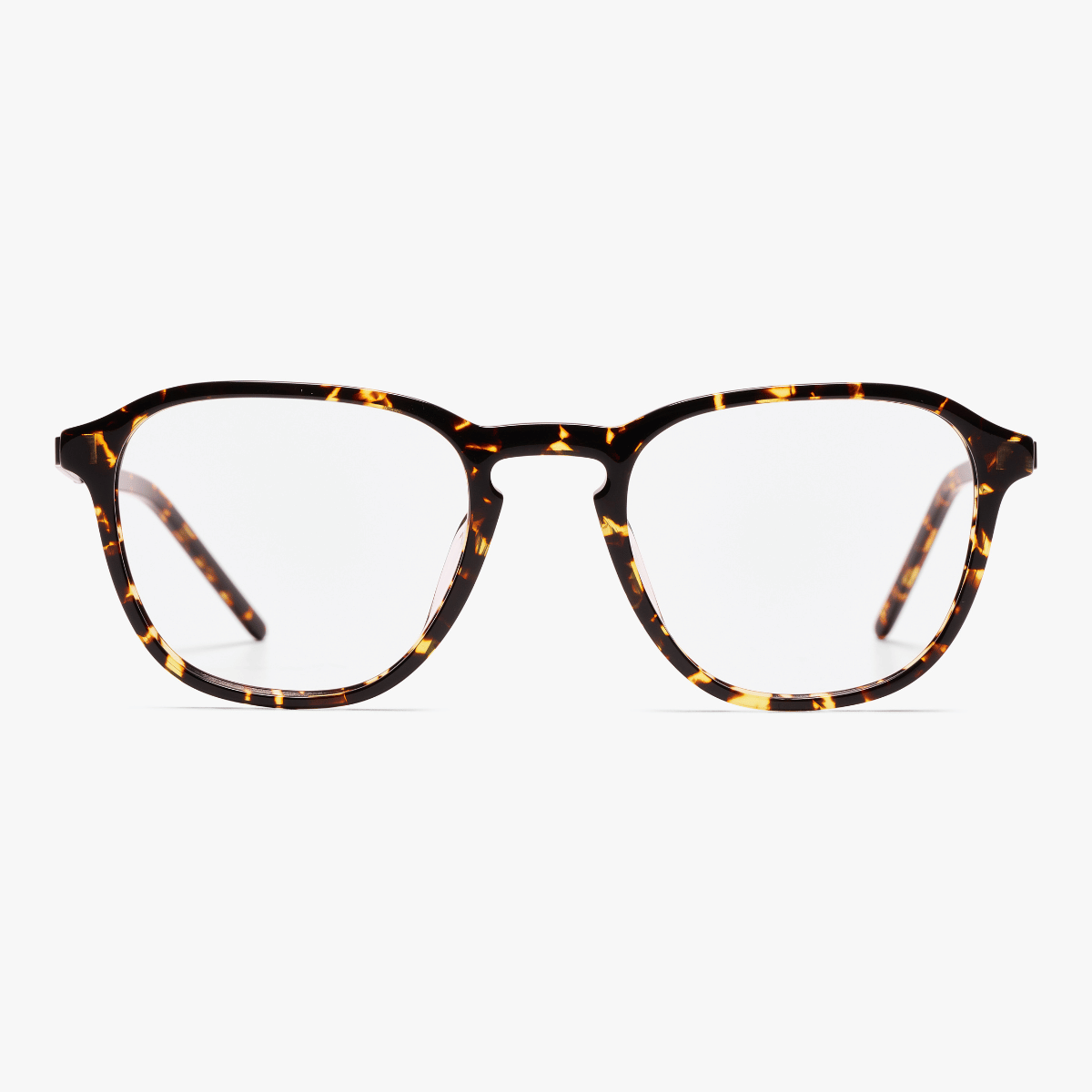 Luxreaders stylish Rønne Dark Turtle Reading glasses. Made from Titanium in a Square shape.