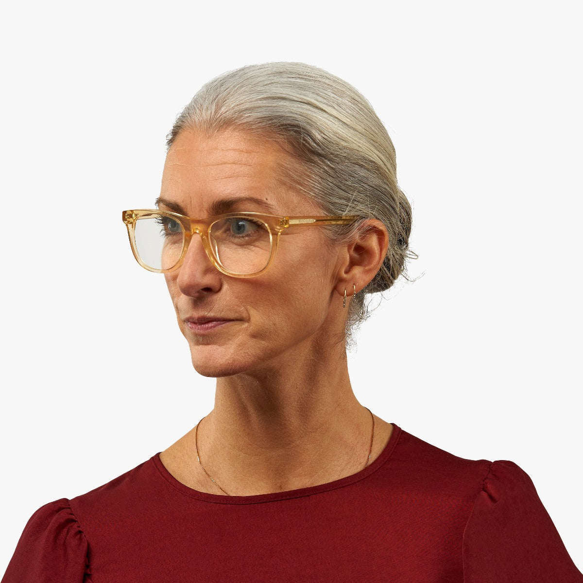 Luxreaders stylish Malmö Crystal Lemon Reading glasses. Made from Acetate in a Square shape.