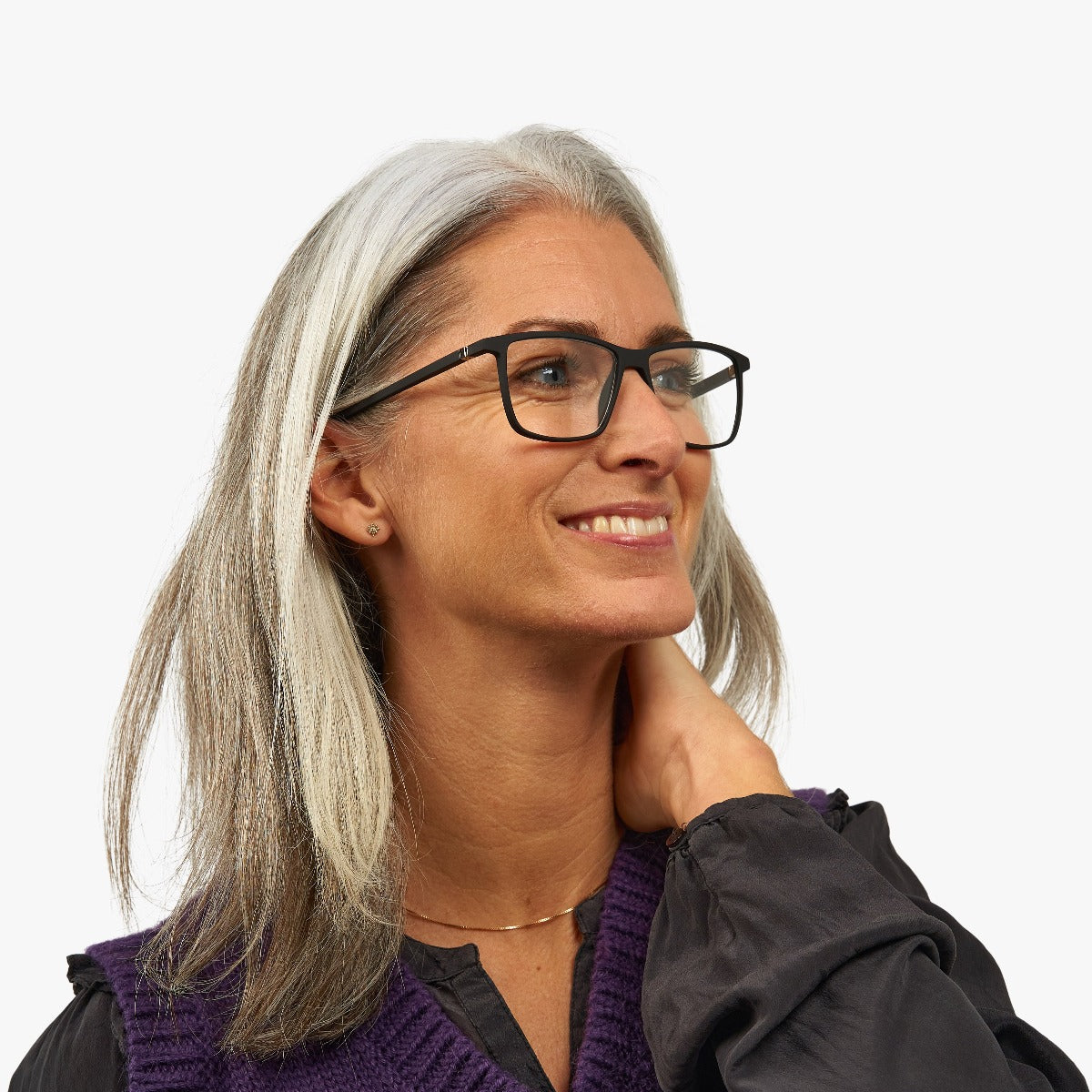 Luxreaders stylish København Black Reading glasses. Made from Rubber in a Square shape.