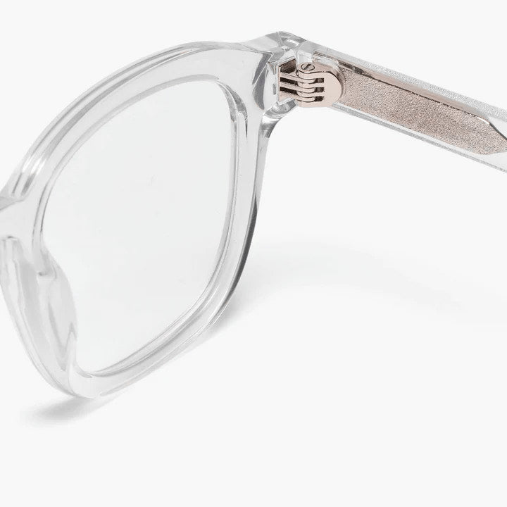 Luxreaders stylish Men's Samsø Crystal White Reading glasses. Made from Bio-acetate in a Square shape.