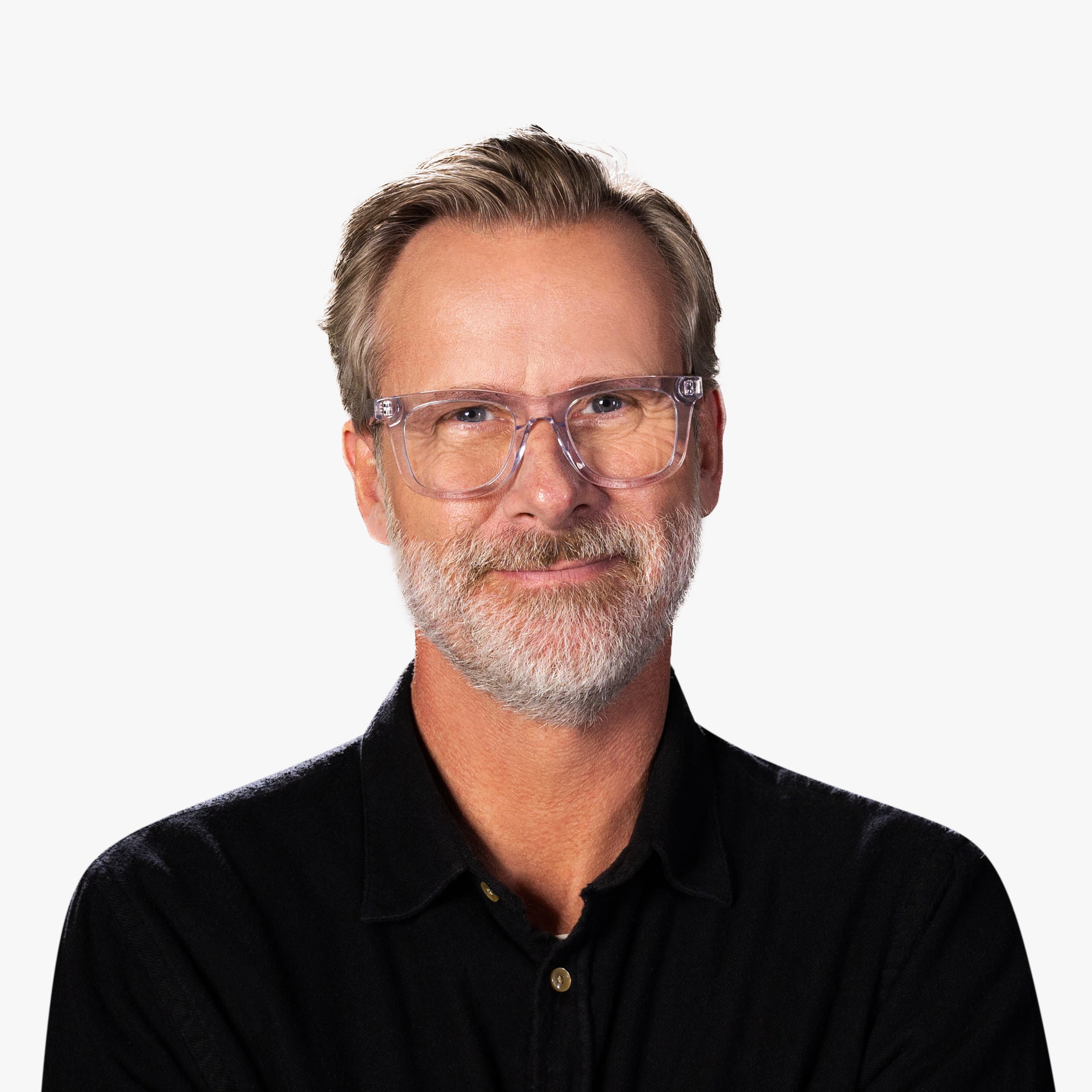 Luxreaders stylish Men's Samsø Crystal White Reading glasses. Made from Bio-acetate in a Square shape.