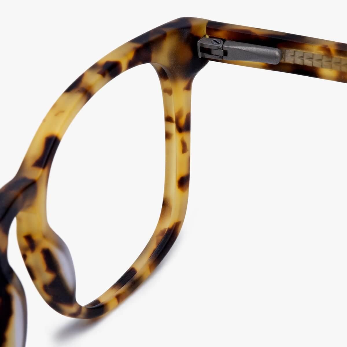 Close-up of Bornholm Light Turtle eyewear frame with tortoise pattern