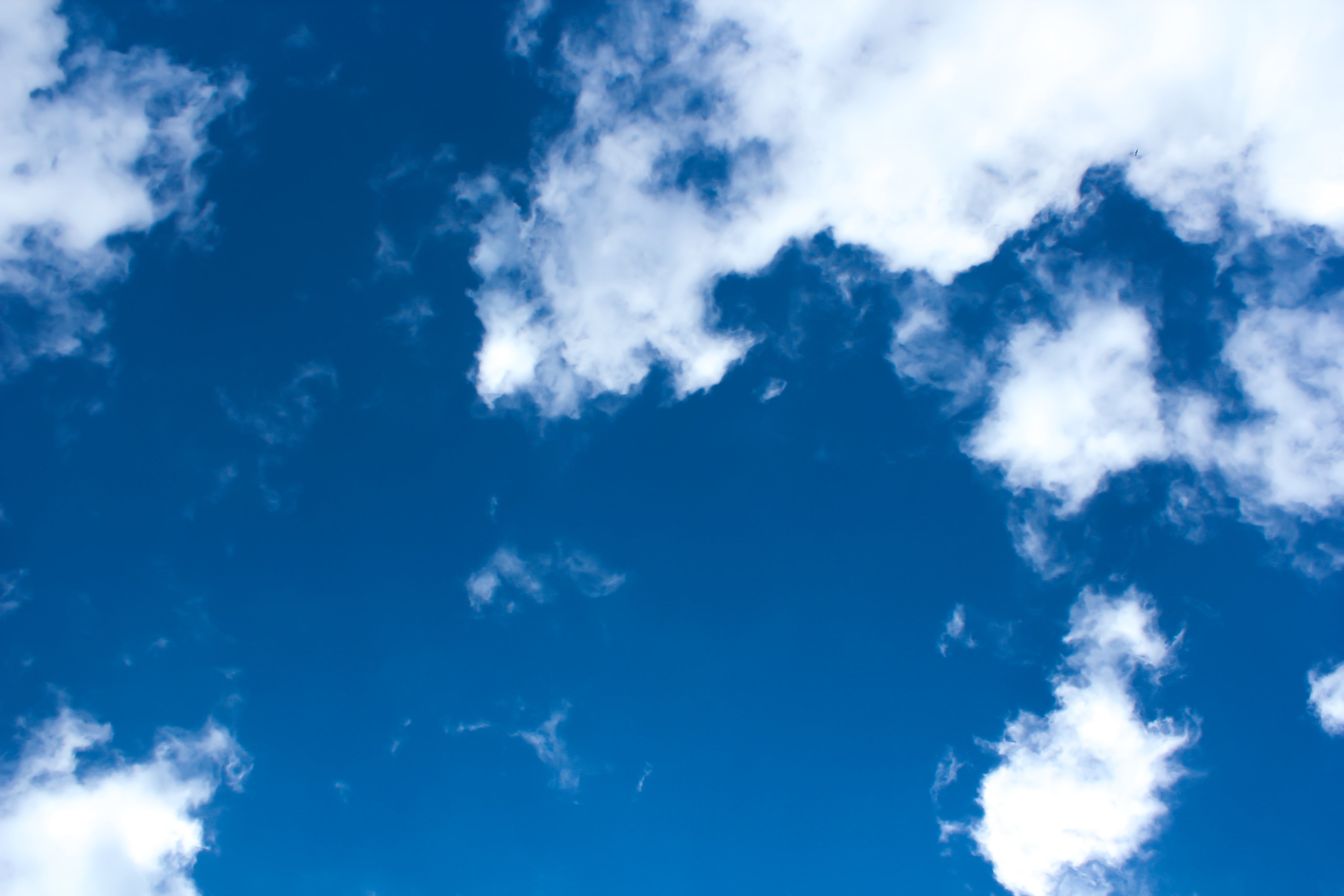 Blue sky with scattered white clouds, creating a serene and open atmosphere.
