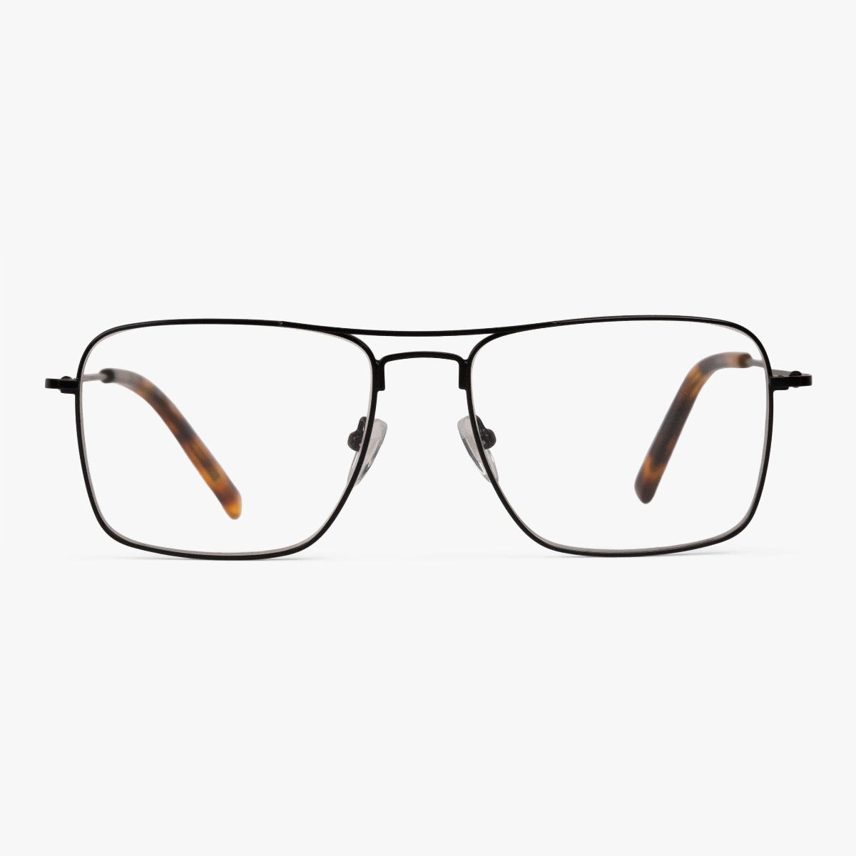 Luxreaders stylish Women's Lidköping Black Reading glasses. Made from Stainless steel in a Square shape.
