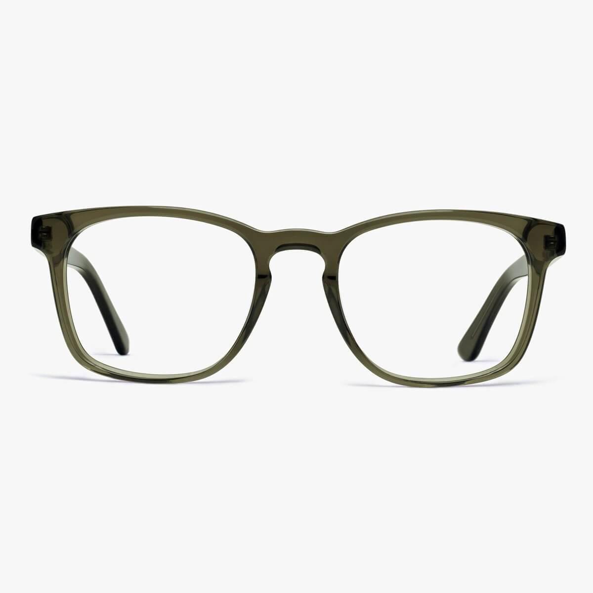 Luxreaders stylish Men's Bornholm Shiny Olive Blue light glasses. Made from Acetate in a Square shape.