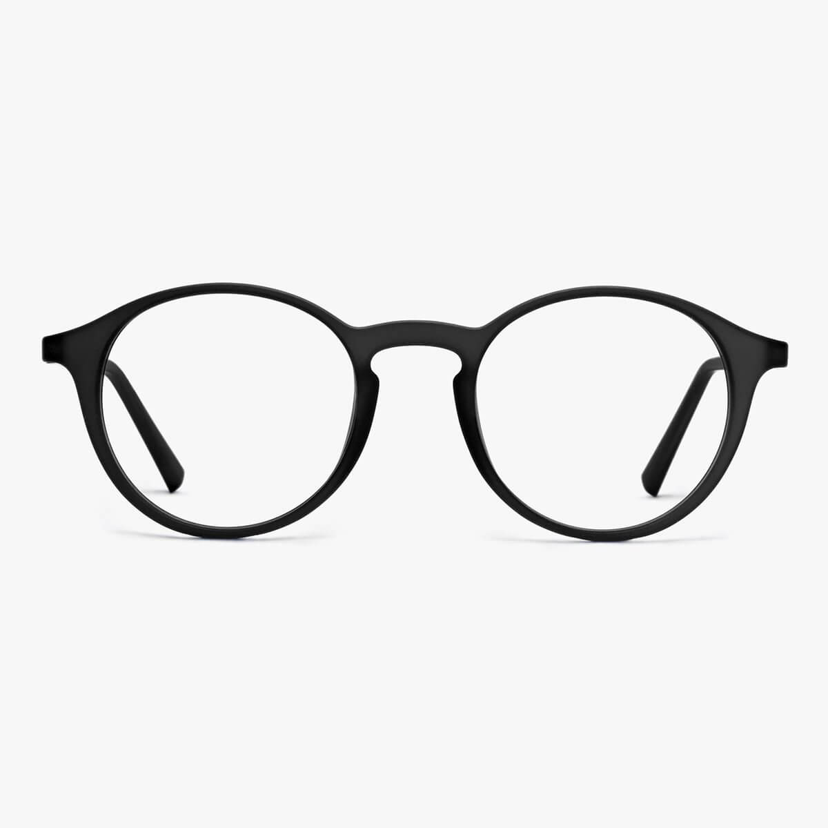 Luxreaders stylish Læsø Black Reading glasses. Made from Rubber in a Round shape.