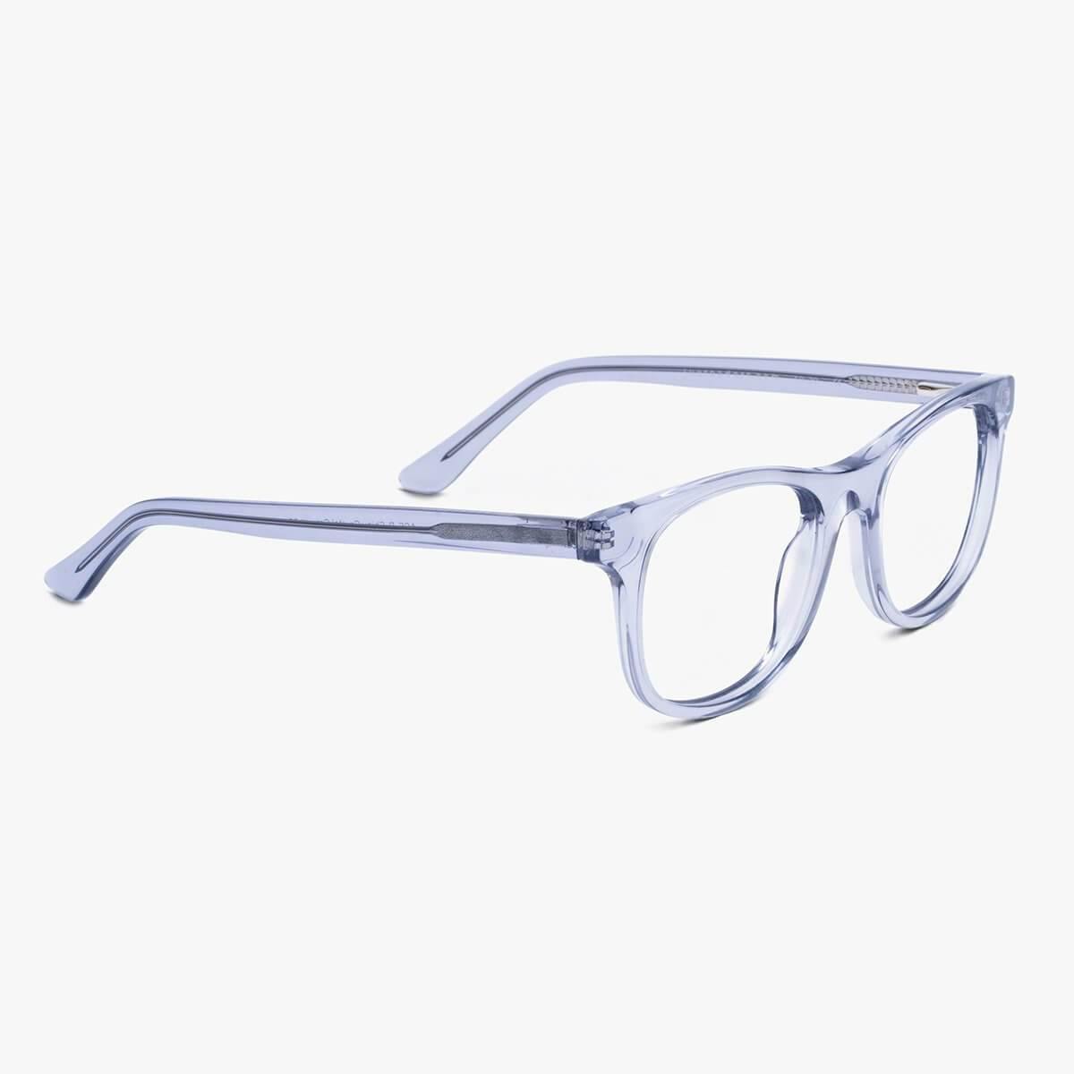 Luxreaders stylish Women's Malmö Crystal Grey Blue light glasses. Made from Acetate in a Square shape.