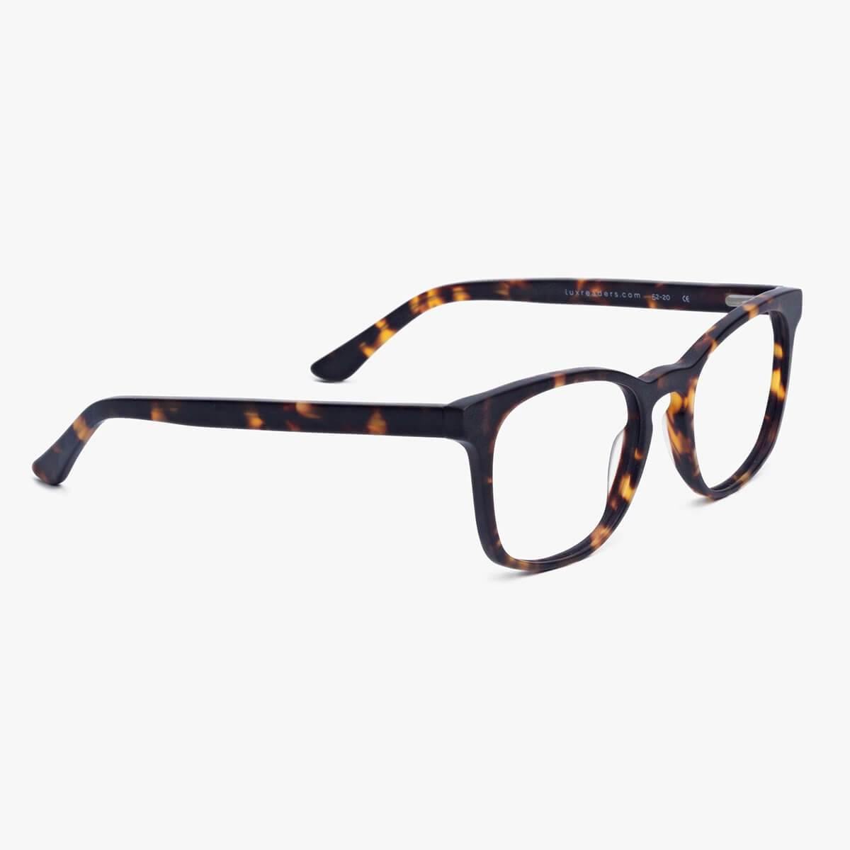 Luxreaders stylish Men's Bornholm Dark Turtle Reading glasses. Made from Acetate in a Square shape.