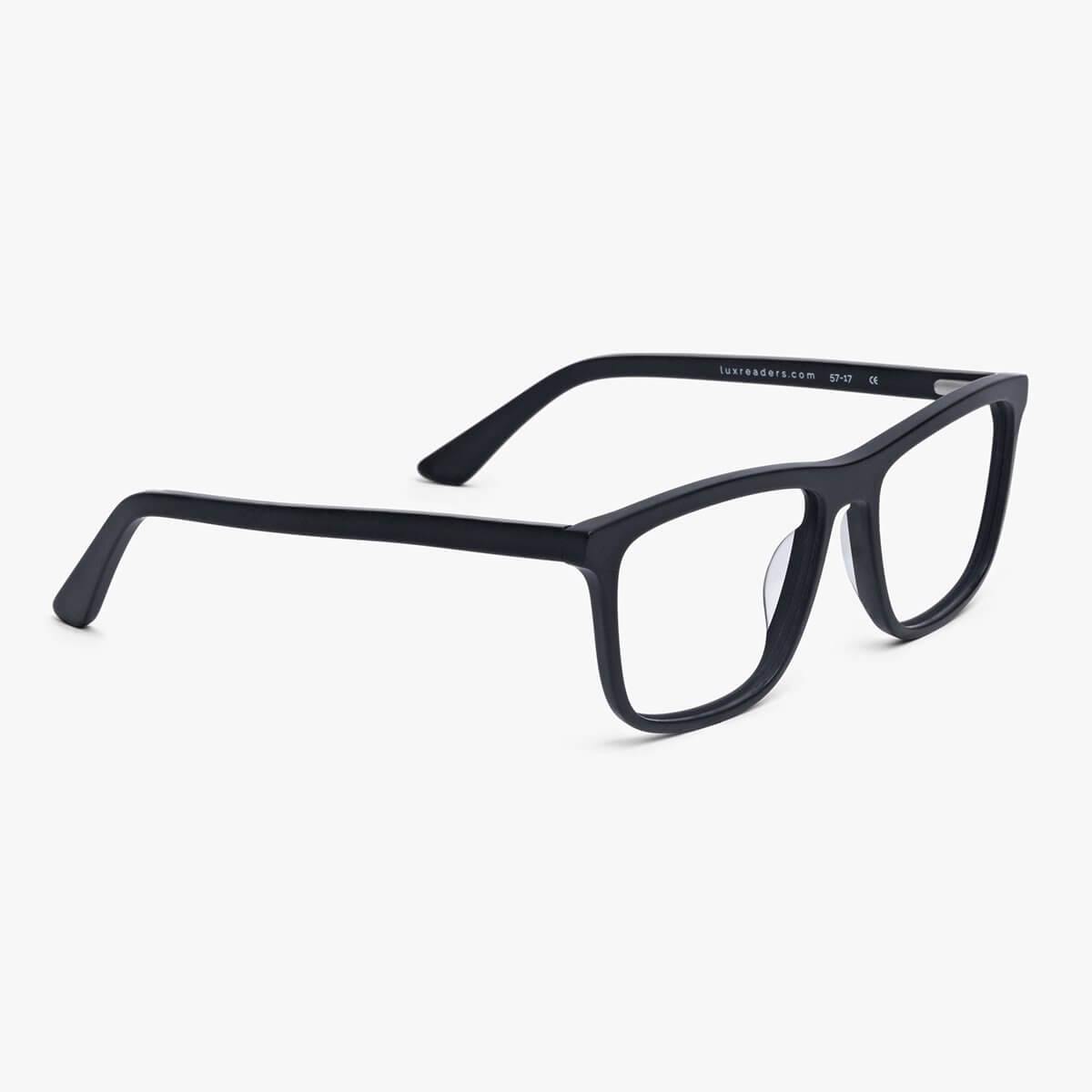Luxreaders stylish Men's Oslo Black Blue light glasses. Made from Acetate in a Square shape.