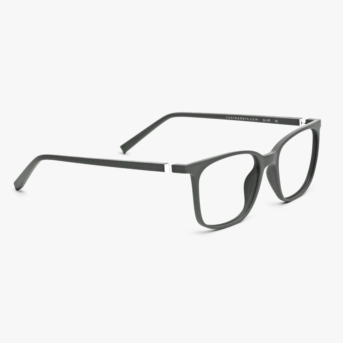 Luxreaders stylish Women's Fyn Dark Army Blue light glasses. Made from Rubber in a Square shape.