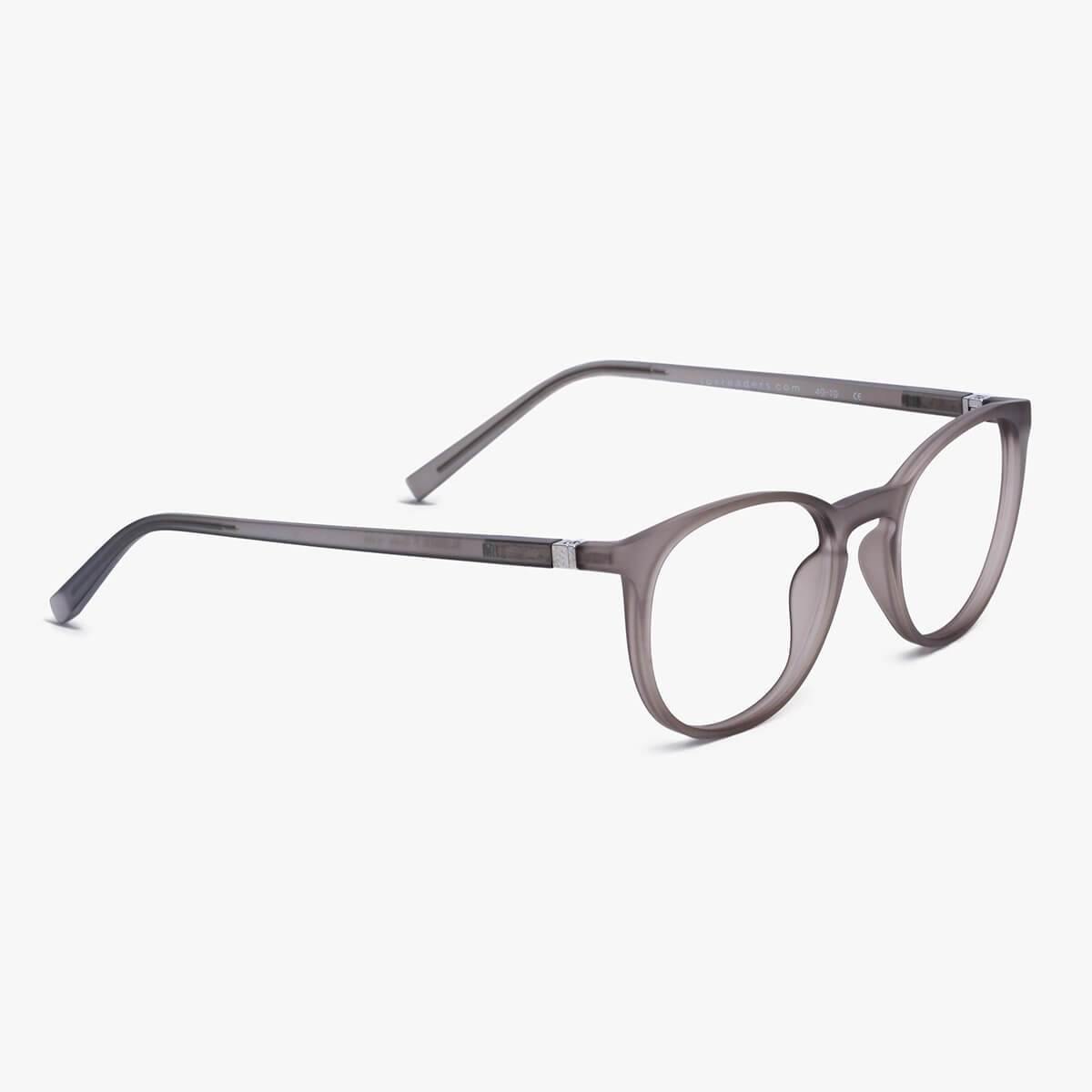 Luxreaders stylish Women's Stockholm Grey Blue light glasses. Made from Rubber in a Iconic shape.