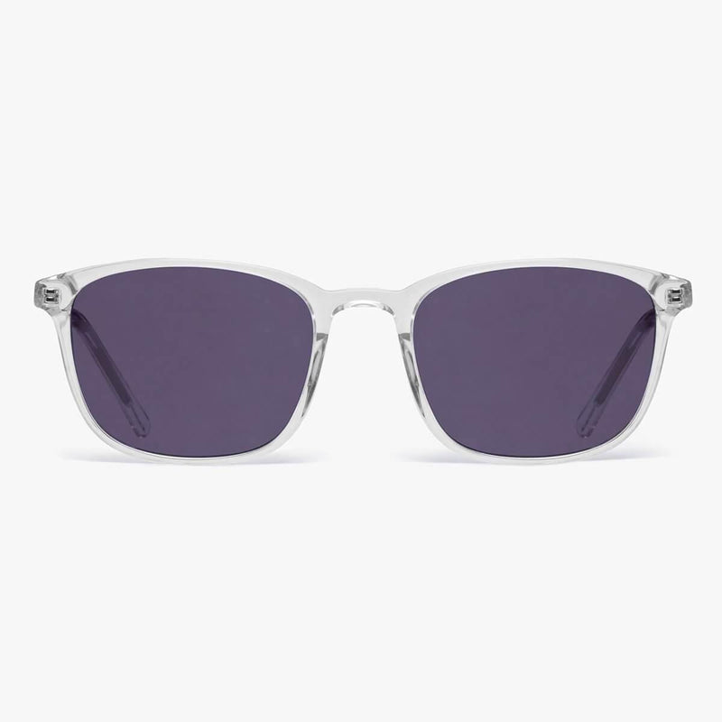 Ebeltoft Crystal White sunglasses with clear frames and dark lenses