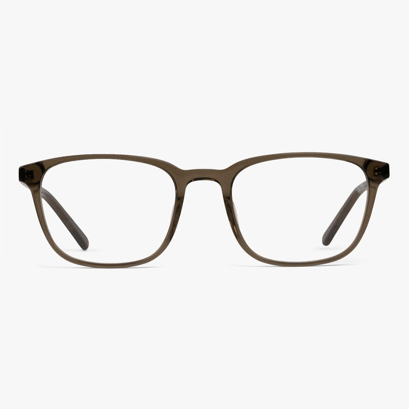 Ebeltoft Shiny Olive rectangular glasses with olive frame