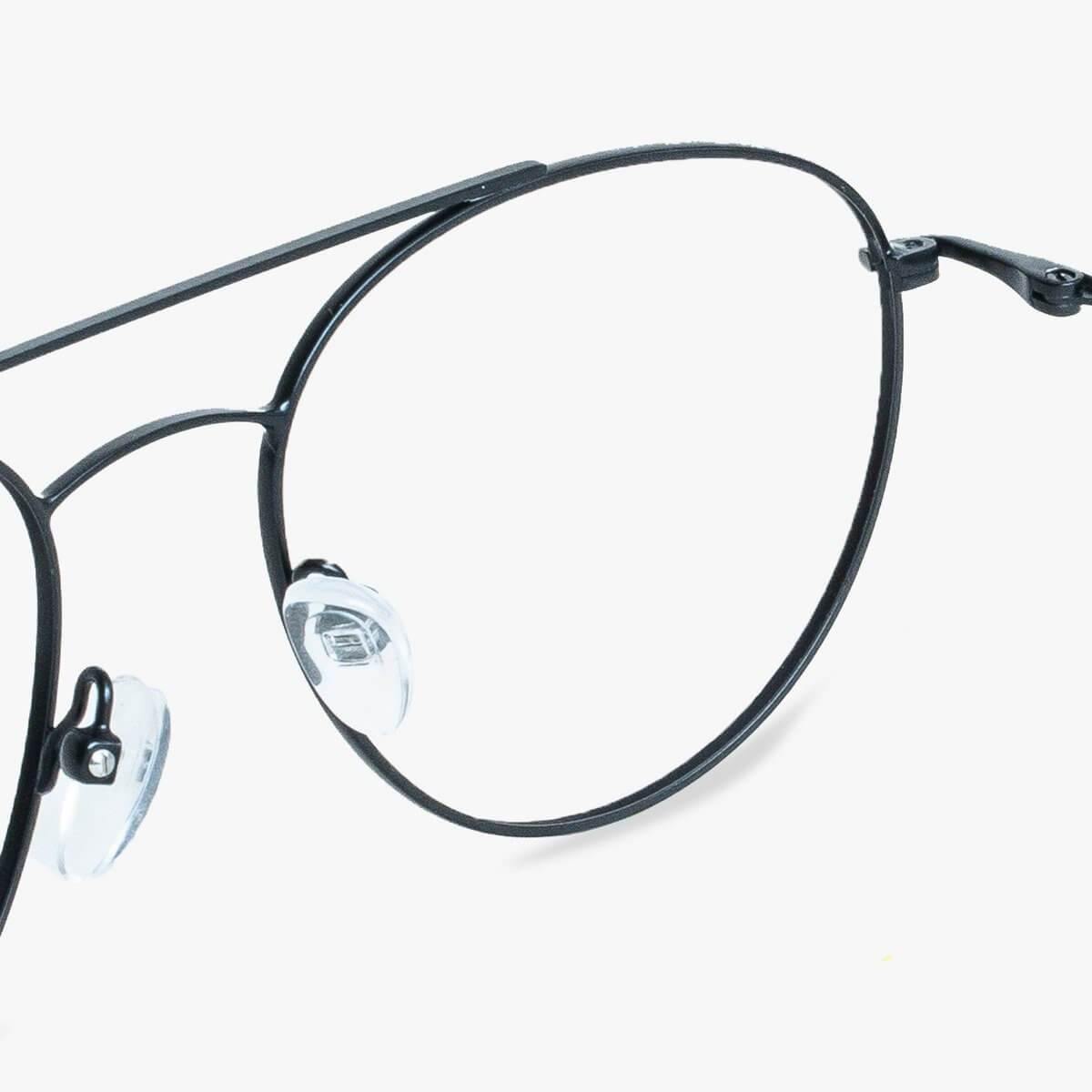 Göteborg Black round glasses with thin black metal frame