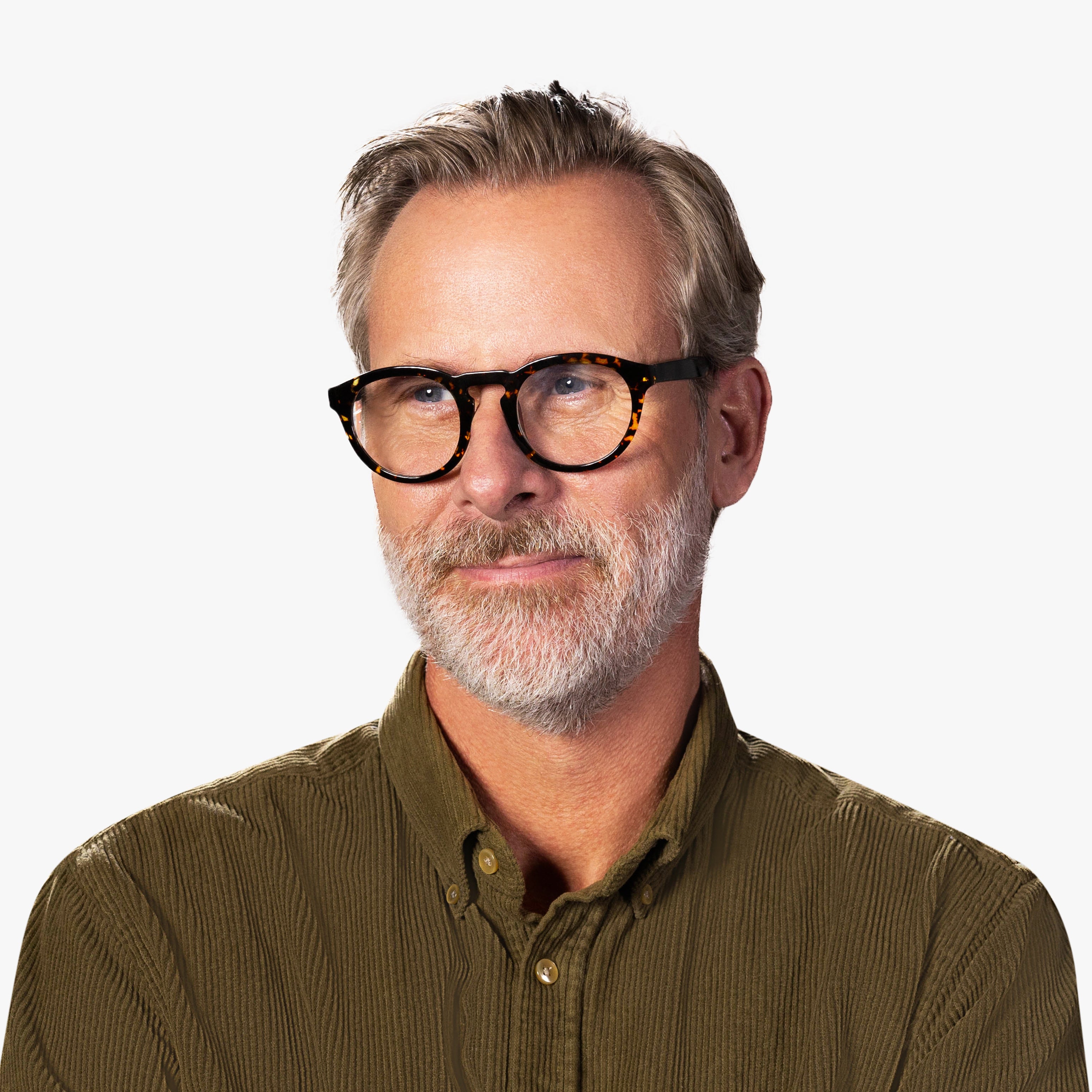 Person wearing Gråsten Dark Turtle glasses