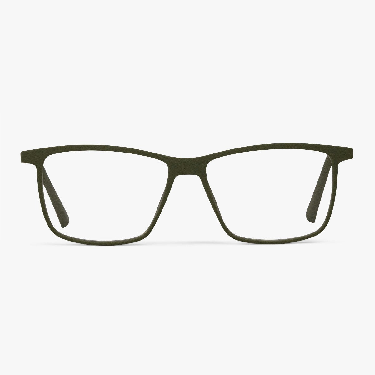 Luxreaders stylish Men's København Dark Army Reading glasses. Made from Rubber in a Square shape.
