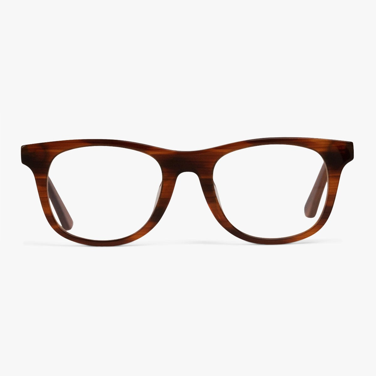 Malmö Shiny Walnut rectangular glasses with glossy brown finish