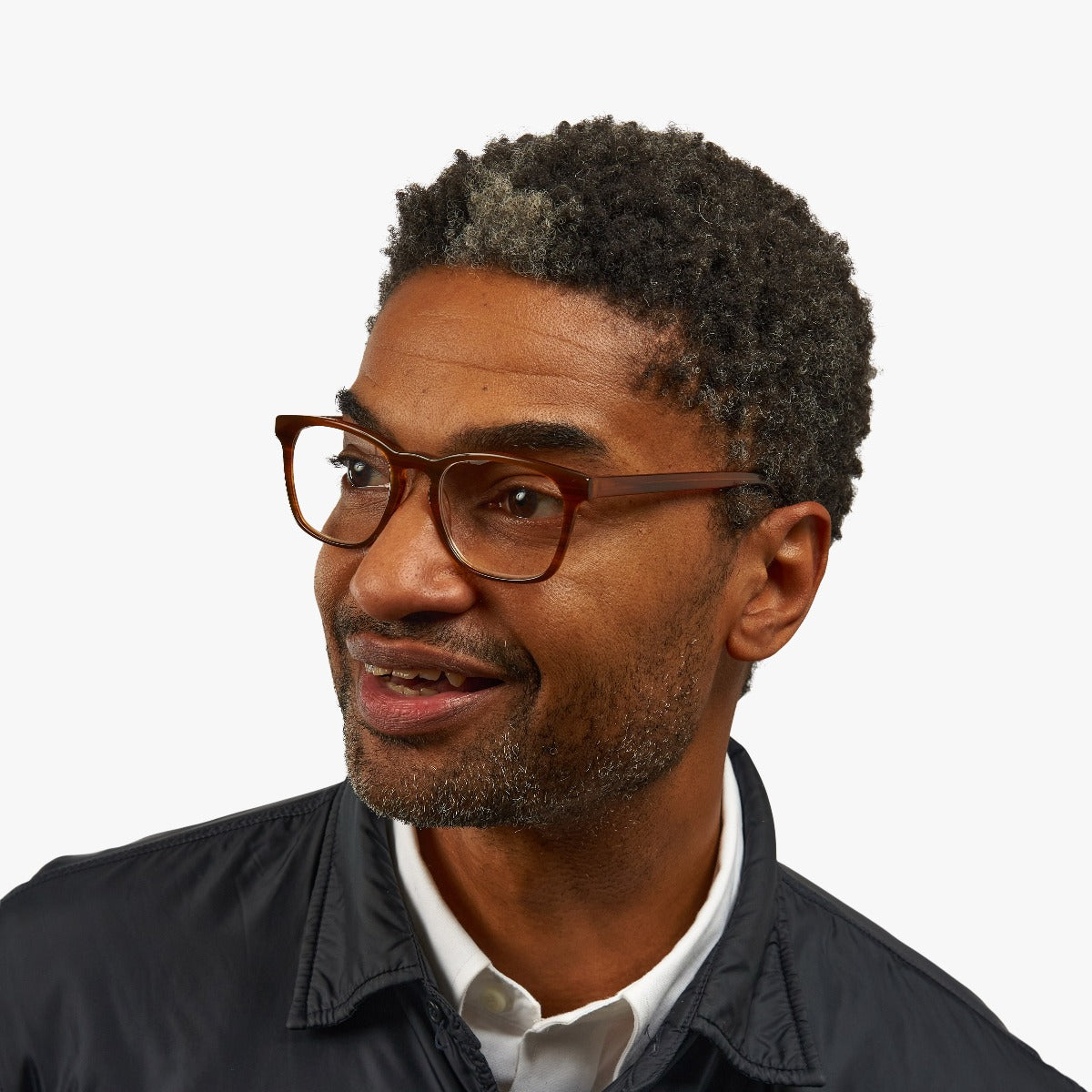 Person wearing Men's Bornholm Shiny Walnut glasses