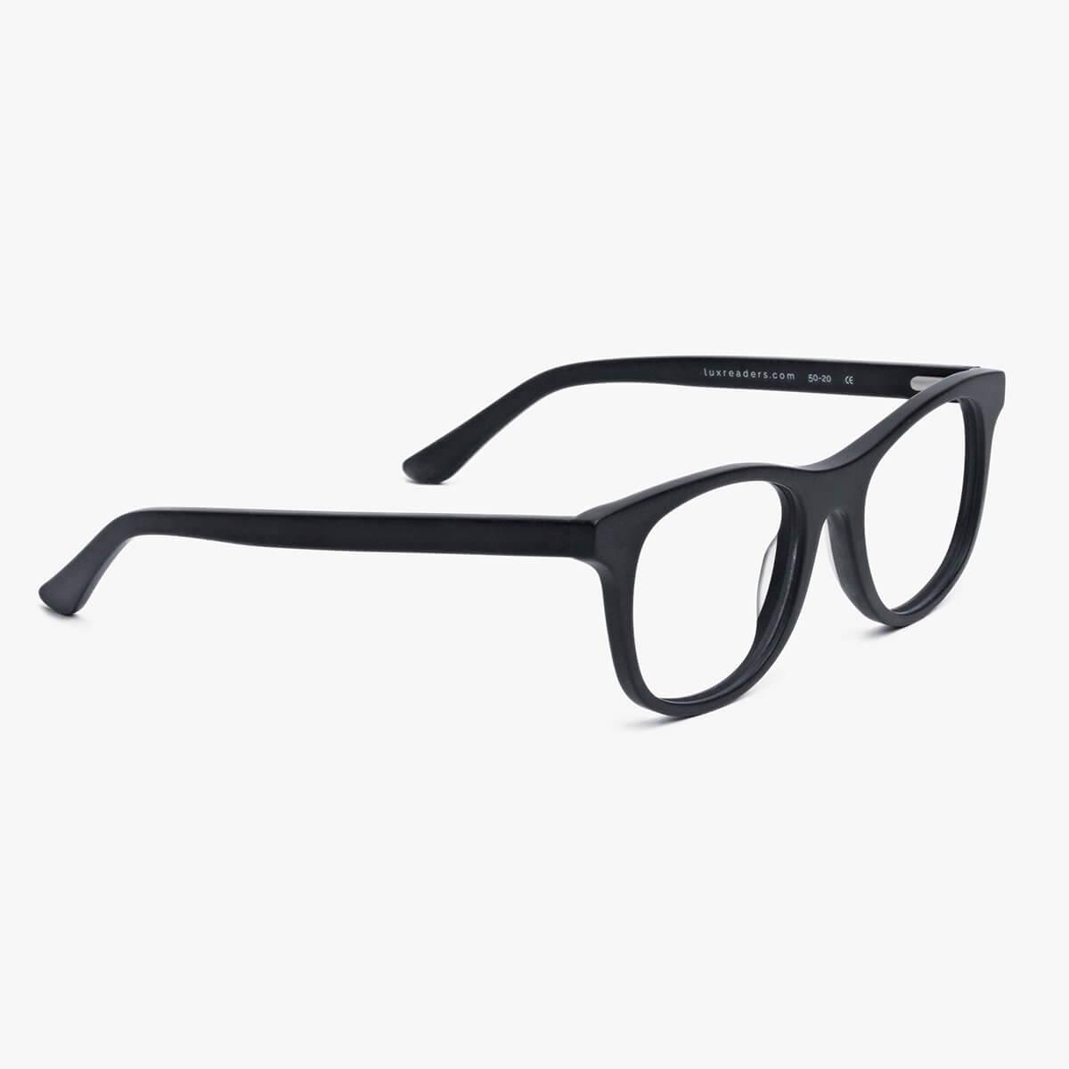 Men's Malmö Black rectangular black glasses with Luxreaders engraving