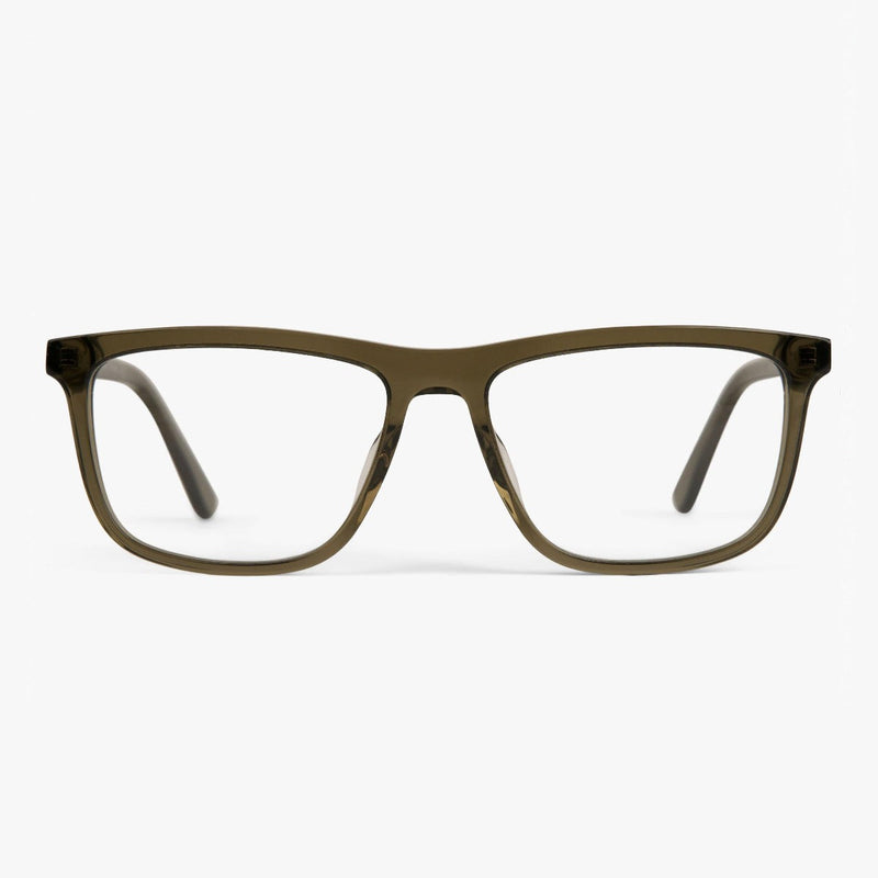 Men's Oslo shiny olive rectangular glasses