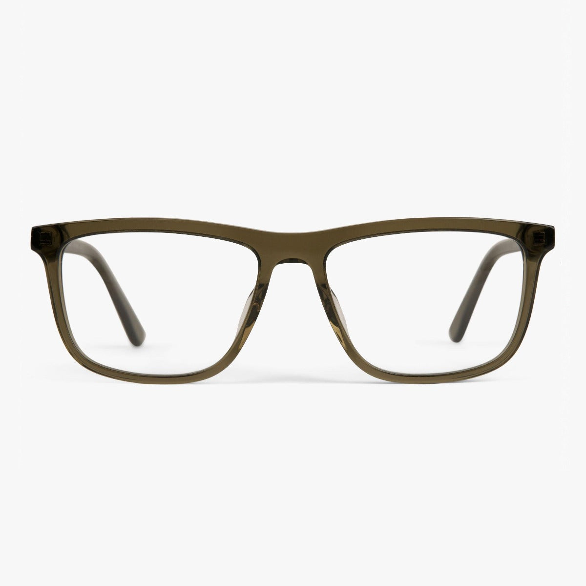Men's Oslo rectangular shiny olive glasses