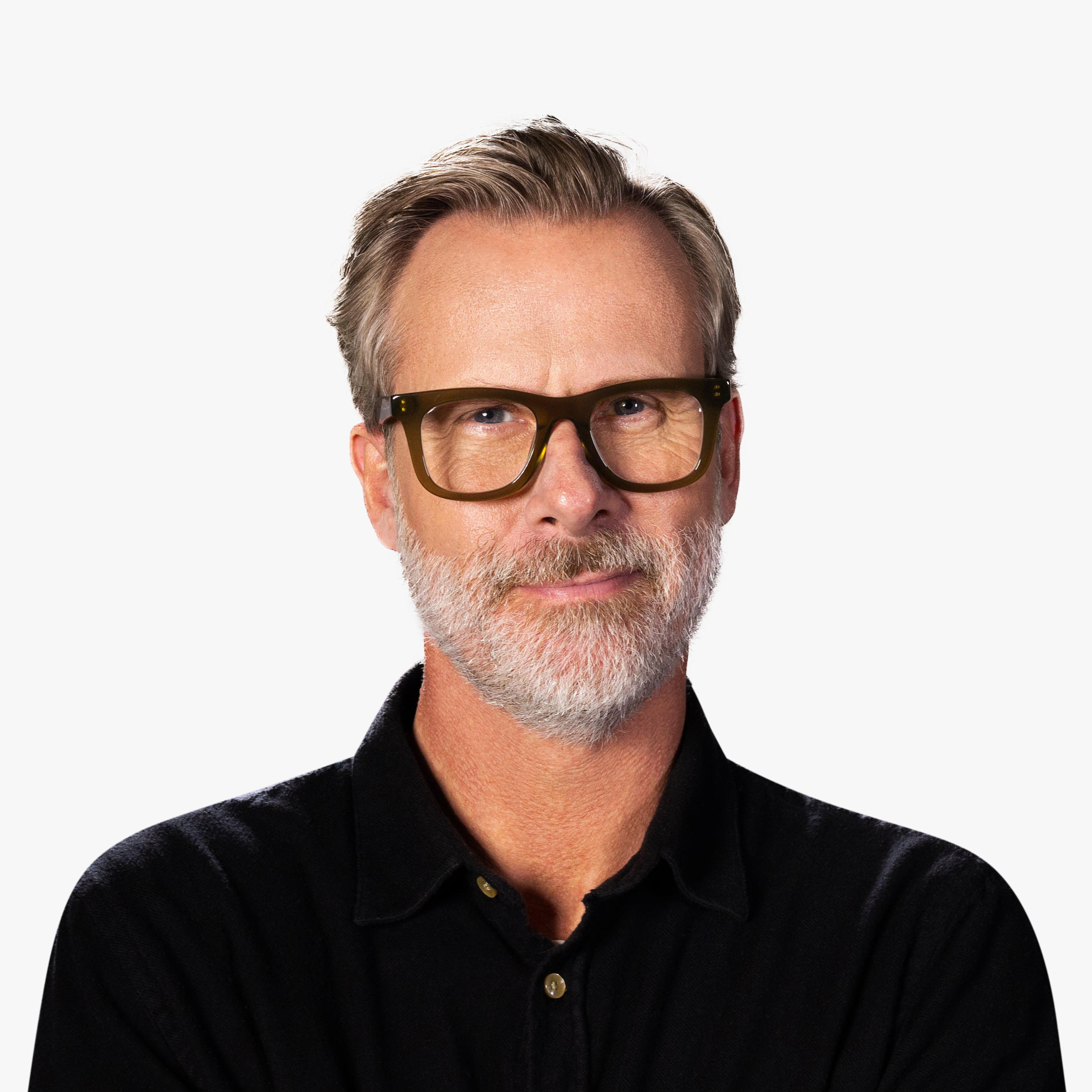 Person wearing Samsø Shiny Olive glasses