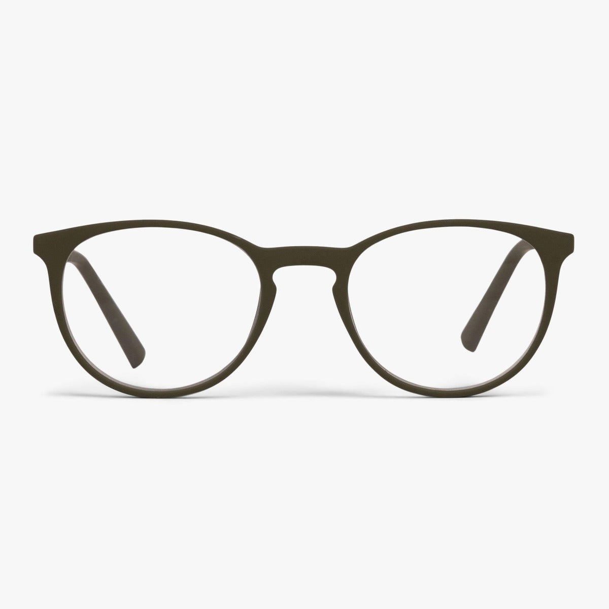 Men's Stockholm Dark Army round glasses with matte dark green frame