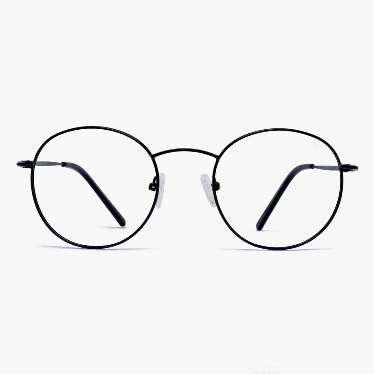 Men's Tromsø Black round eyeglasses with thin black metal frame