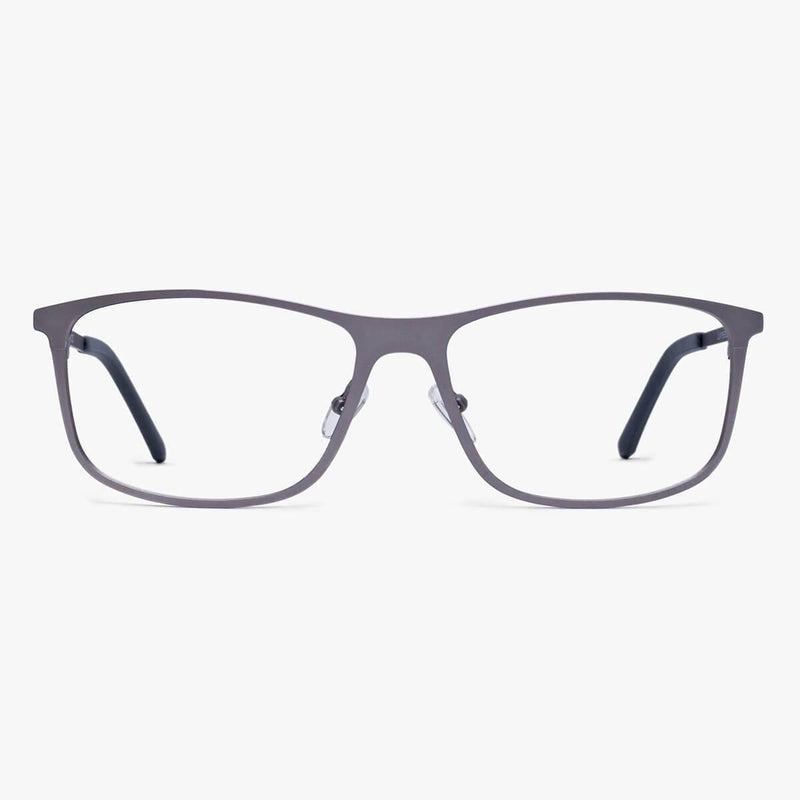 Gray square Møn Gun reading glasses with metal frame