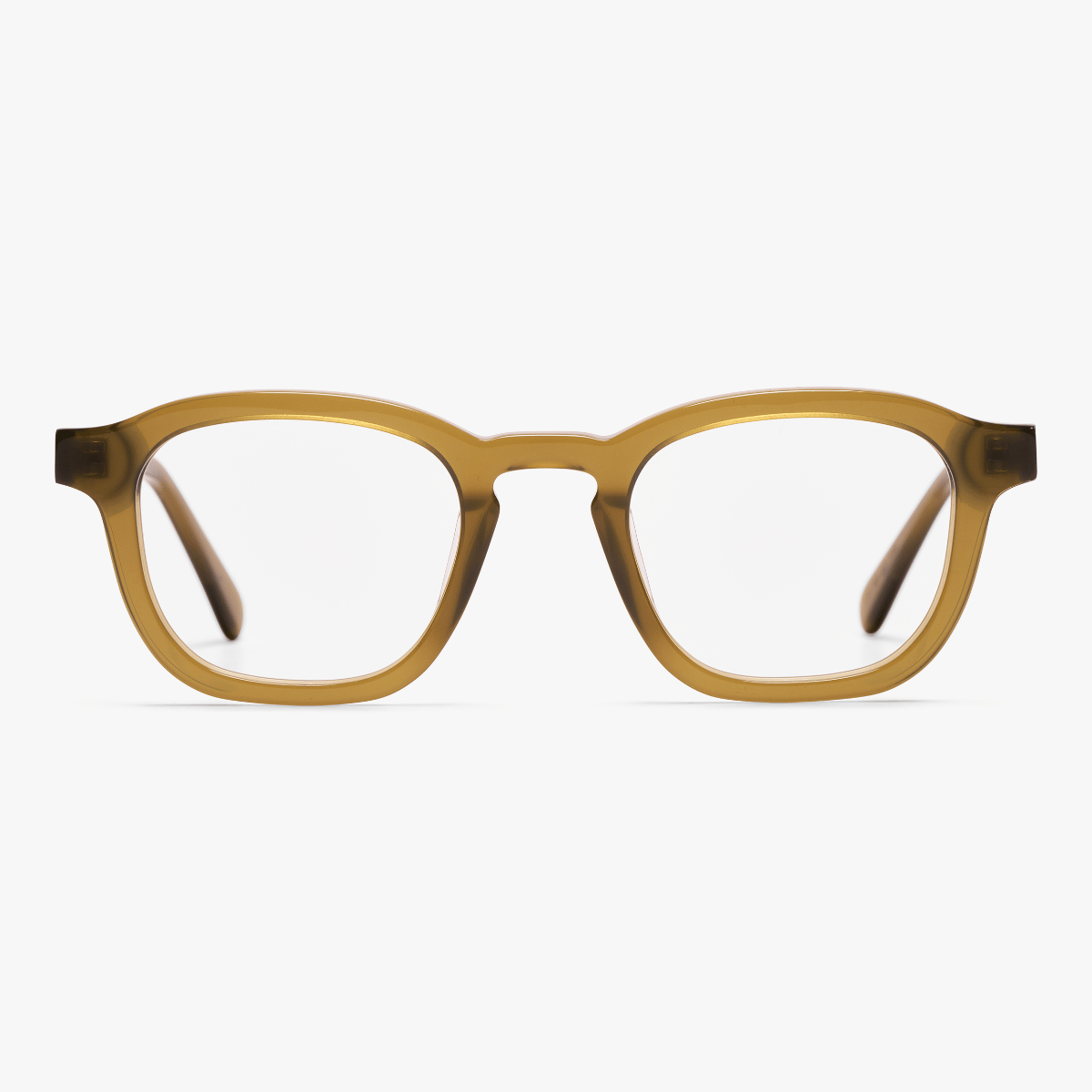 Shiny olive square reading glasses with bold frame