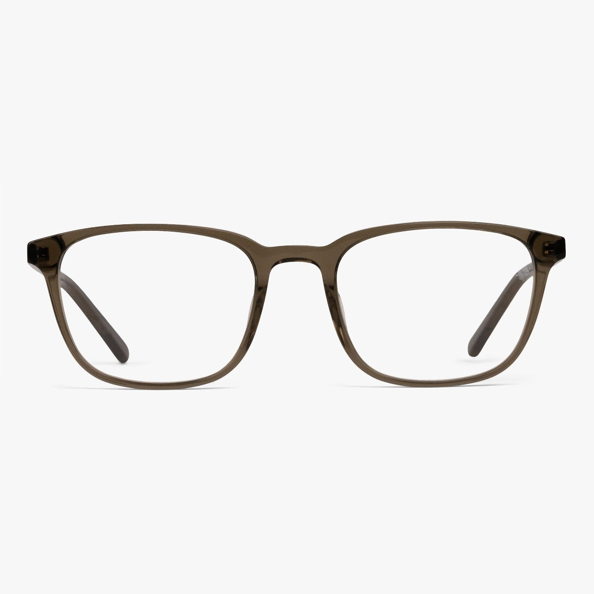 Luxreaders stylish Ebeltoft Shiny Olive Blue light glasses. Made from Acetate in a Square shape.