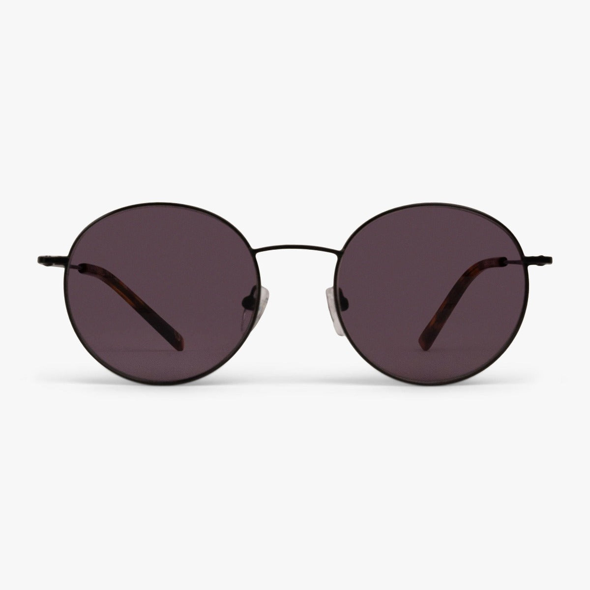 Tromsø Black round sunglasses with dark lenses and black metal frame