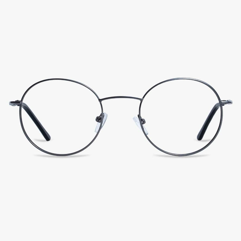 Round metal frame glasses with clear lenses