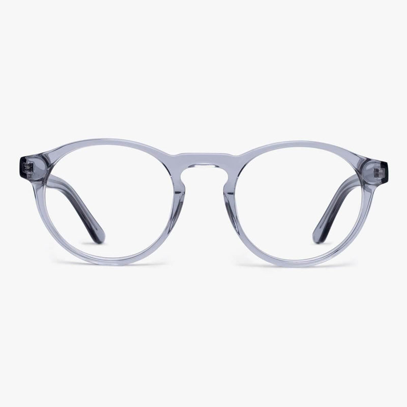 Round crystal grey reading glasses for women